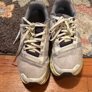 On Running Cloudgo Light Gray, White and yellowish green Sneakers